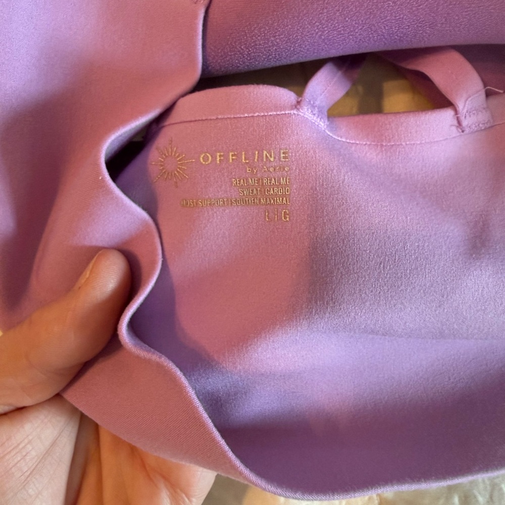 Offline by Aerie Real Me Xtra Hold Up Lavender Sports Bra Athleisure Seamless - Picture 4 of 7